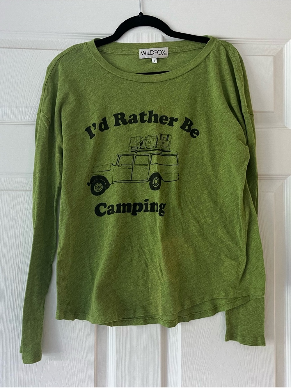 Wildfox Olive Green 'I'd Rather Be Camping' Long Sleeve Tee